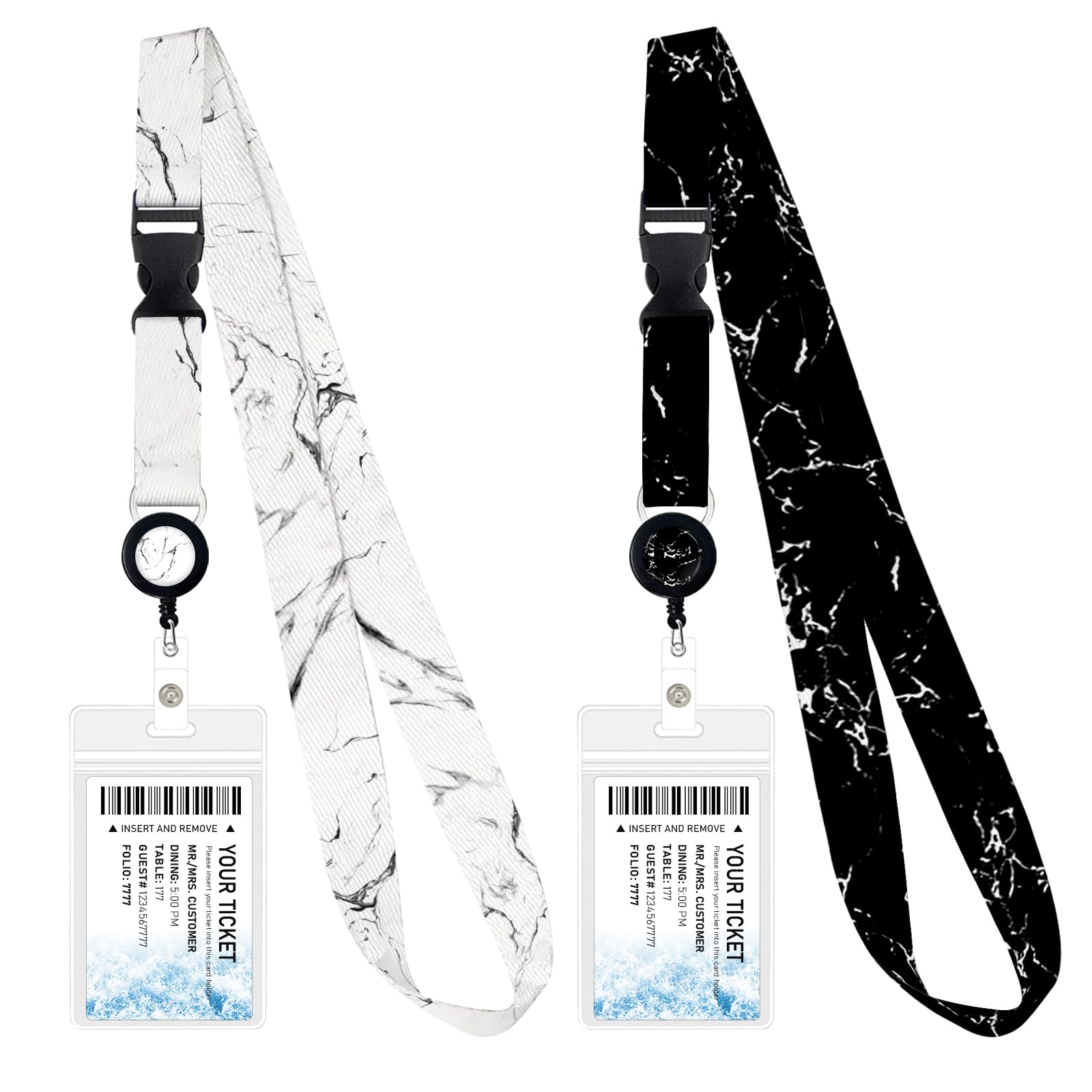Photo 1 of 2 Pack Retractable Cruise Lanyard with Waterproof ID Holder Retractable Reel for Cruise Key Cards Ships Essentials & Must Have Travel Accessories (Marble) 2