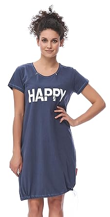dn-nightwear Damen Umstandsnachthemd/Stillnachthemd TM.8061 aus 100% Baumwolle