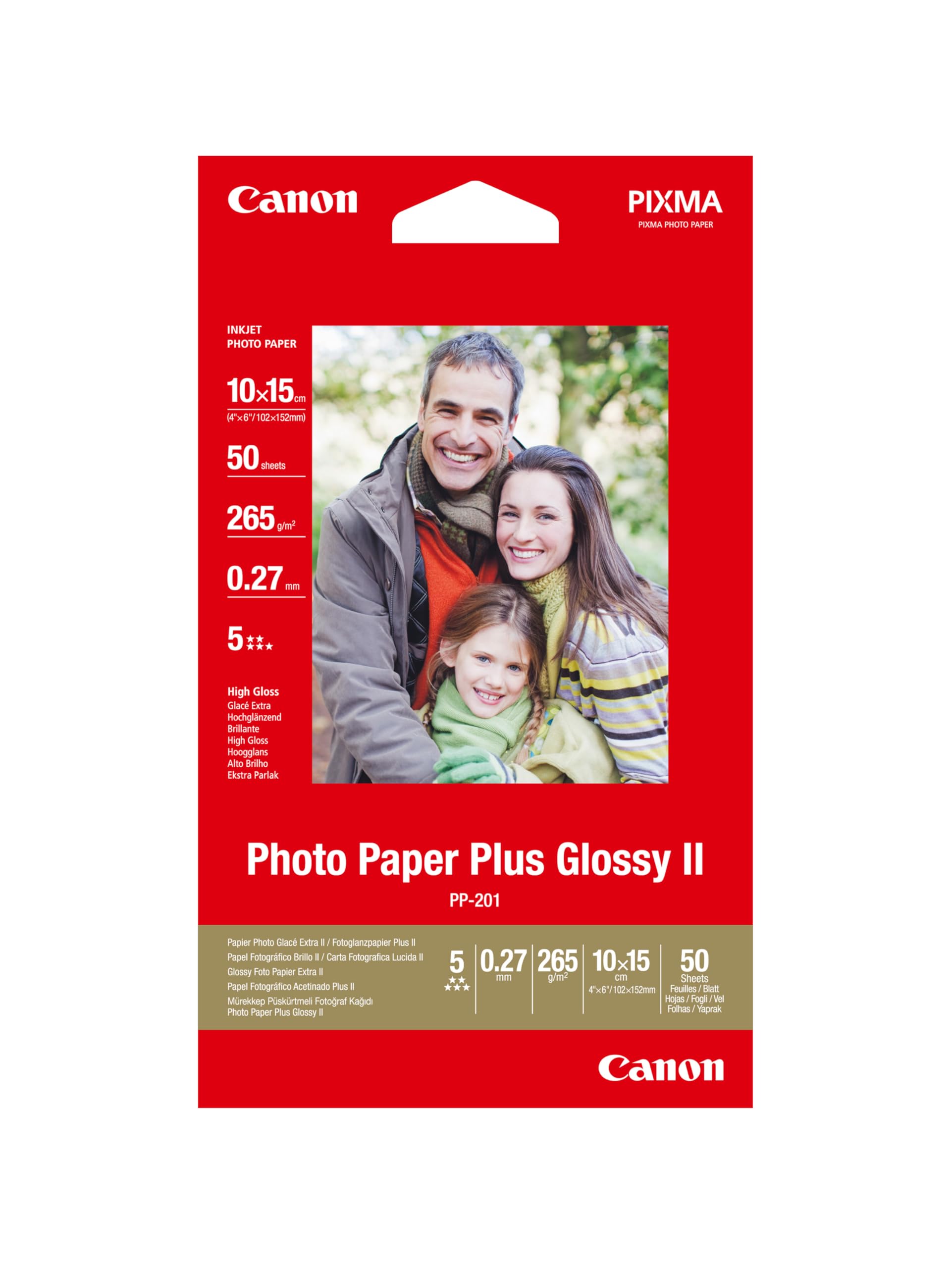 Canon PP-201 Glossy II Photo Paper Plus 4x6" (50 Sheets) - Ideal for Photo Printing, High-Gloss Finish - Durable Prints, Instant Touch-Dry - Compatible with Canon Inkjet Printers โ image 1