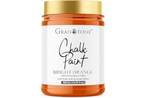 GRANOTONE Chalk Paint for Furniture | Matt-Finish Water-Based Acrylic Paint for Wood, Walls, Metal, Glass, Paper, Fabric Canvas | Maximum Coverage Chalk Paint for Kids & Adults, 500 Ml (BRIGHT ORANGE)