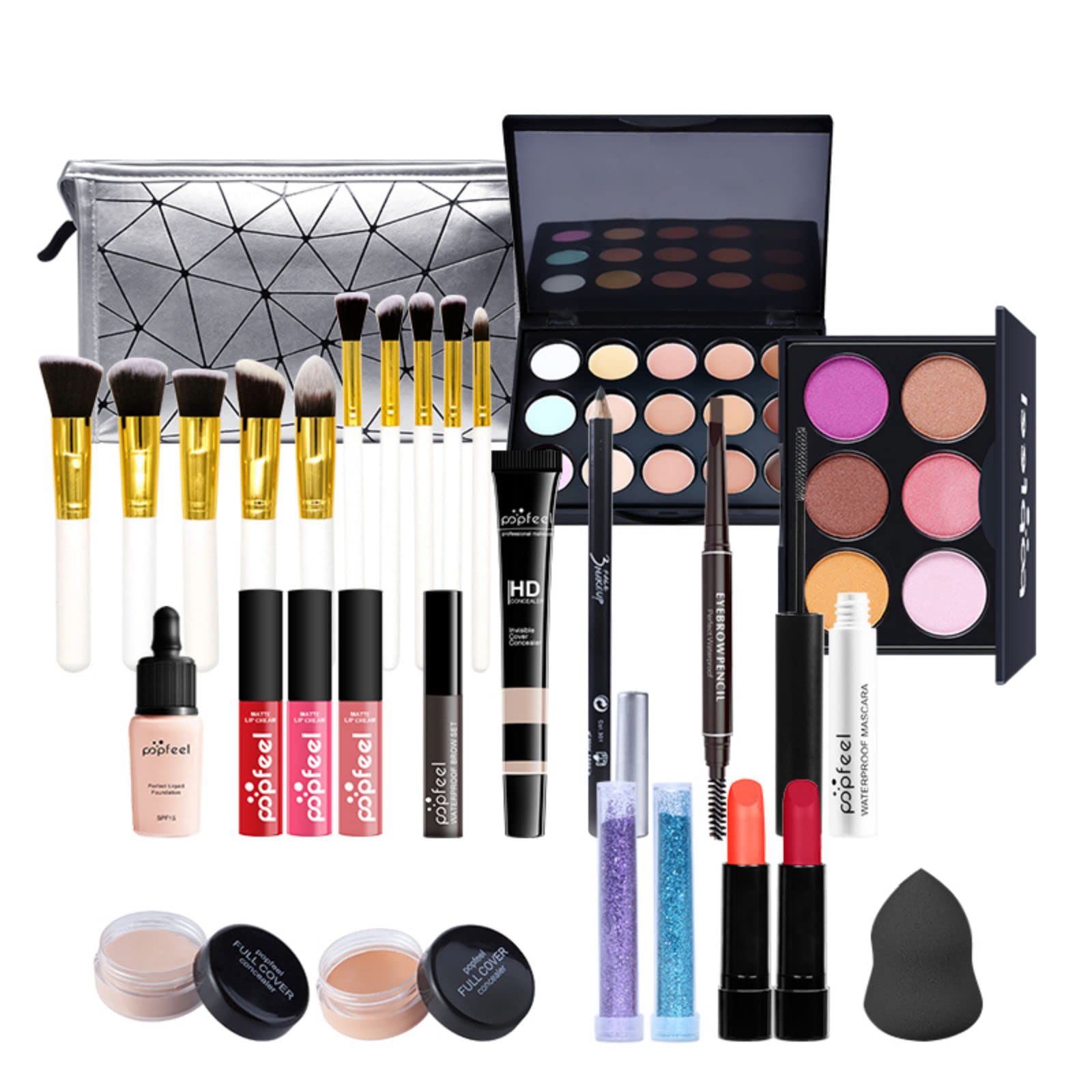 All-In-One Makeup Kit, 28 Pcs Complete Makeup Gift Set Full Kit Combination with Eyeshadow Blush Lipstick Concealer etc, Essential Starter Bundle for Women, Pro Multi-purpose Beauty Cosmetic Set#8