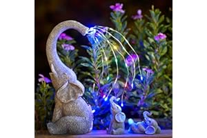 Qeeman Solar Elephant Statues for Garden Decor: Outdoor Sculptures for Lawn Ornaments - Porch Patio Balcony Front Yard Birthday Gifts for Mom Grandma Women