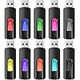 RAOYI 10 Pack 32GB USB Flash Drives Slide Retractable Memory Stick Bulk USB 2.0 Thumb Drive Jump Drive Zip Drive USB Sticks Data Storage Backup for PC Mac (32G, 10 Mixed Color)