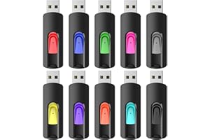RAOYI 10 Pack 32GB USB Flash Drives Slide Retractable Memory Stick Bulk USB 2.0 Thumb Drive Jump Drive Zip Drive USB Sticks Data Storage Backup for PC Mac (32G, 10 Mixed Color)
