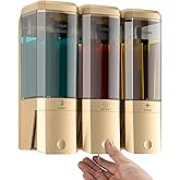 Shampoo and Conditioner Dispenser,Shower Dispenser 3 Chamber No Drill Shampoo Dispenser for Shower Wall Mounted Shower Soap Dispenser for Bathroom Hotel,Large Capacity 3 * 500ML,Gold