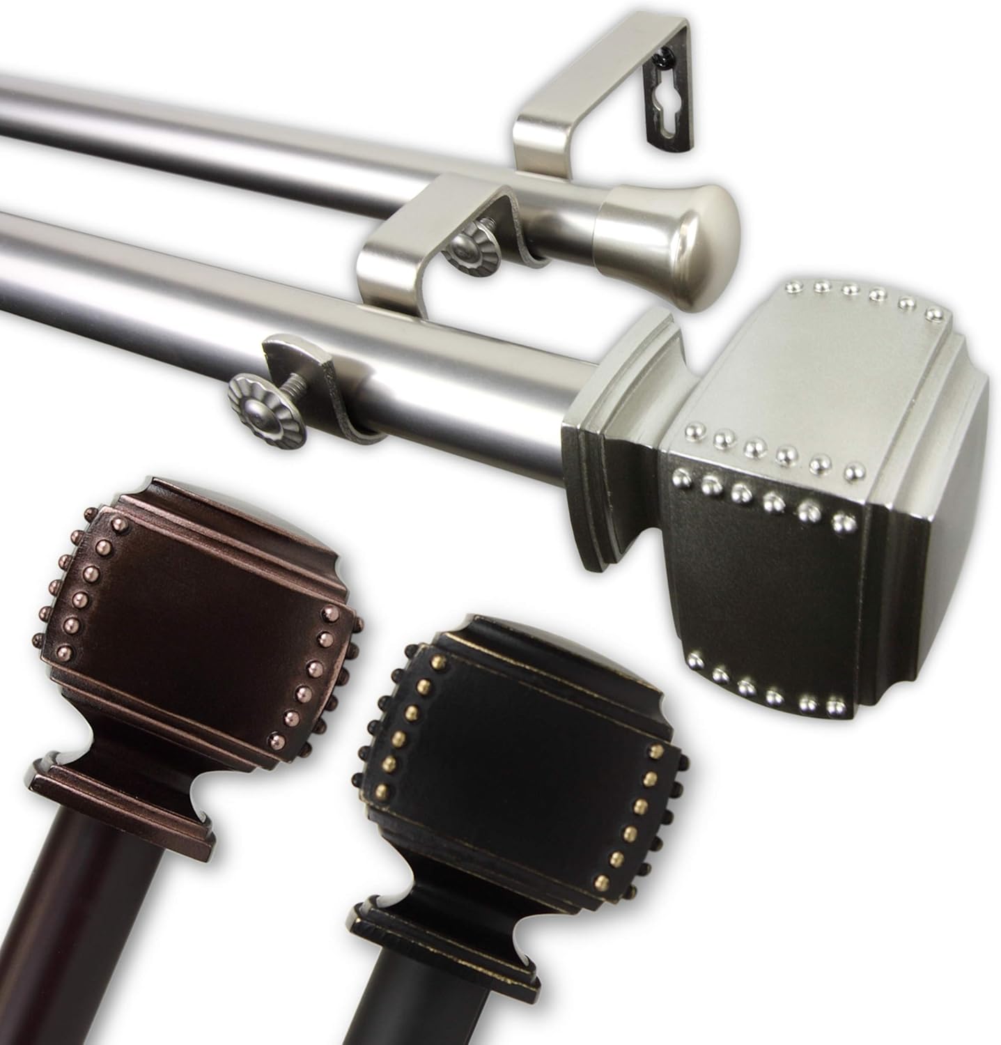Rod Desyne 100-27-1602-D 1" Bennett Double Curtain Rod, 160-240 inch, Black: Home & Kitchen