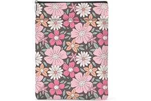 EIXU Retro Floral Book Sleeve Book Cover Pink Flowers Book Protector with Zipper Christmas Birthday Gifts for Women Girls Readers Teacher Bestie Daughter Book Lovers Gifts Book Accessories