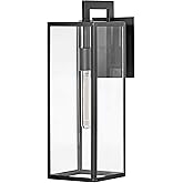 Hinkley Max 2594BK Medium Outdoor Wall Mount Lantern, Hand-Welded Aluminum Frame, Clear Glass Panels, Contemporary, Industria