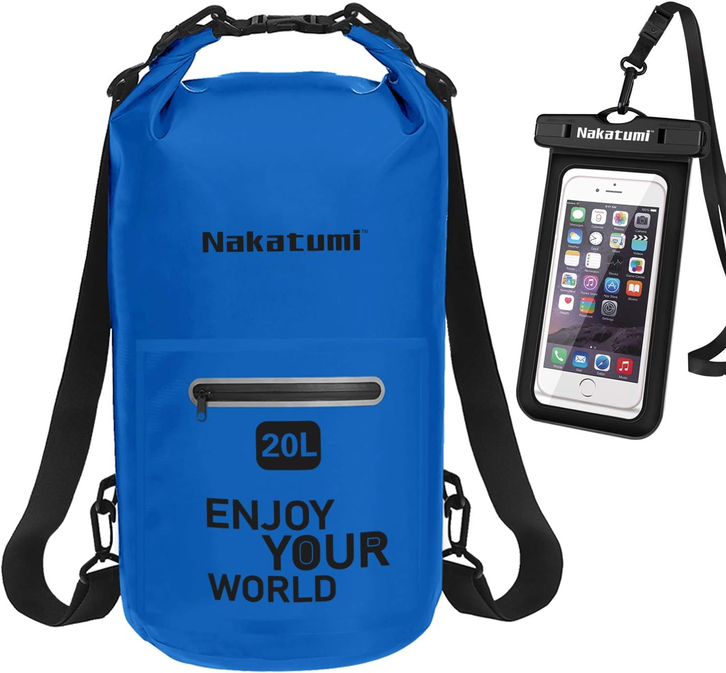 Discovery Adventures Dry Bag,Waterproof Bag Backpack Dry Sack 10L 20L with Long Adjustable Shoulder Strap and IPX8 Waterproof Phone Case for Kayaking,Swimming,Camping,Canoeing,Boating,Fishing,Rafting