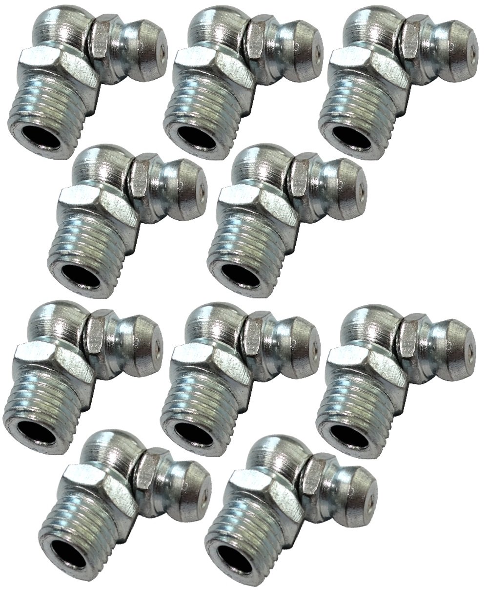 Aerzetix - 10 x Grease nipple M8 cone 8 mm 90 ° angled