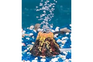 Uniclife Aquarium Volcano Ornament Kit, Fish Tank Decoration Mini Resin Volcanic Decor for Fish Tank Landscape Realistic Mountain with Air Stone Bubbler Airline Tubing Accessories for Oxygenation
