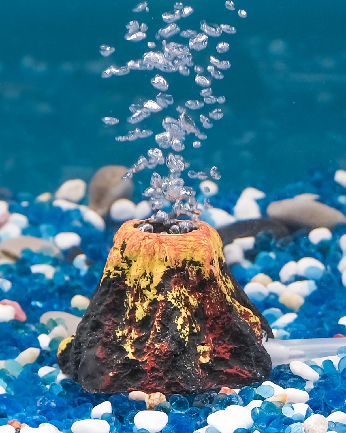 Photo 1 of Uniclife Aquarium Volcano Ornament Kit, Fish Tank Decoration Mini Resin Volcanic Decor for Fish Tank Landscape Realistic Mountain with Air Stone Bubbler Airline Tubing Accessories for Oxygenation