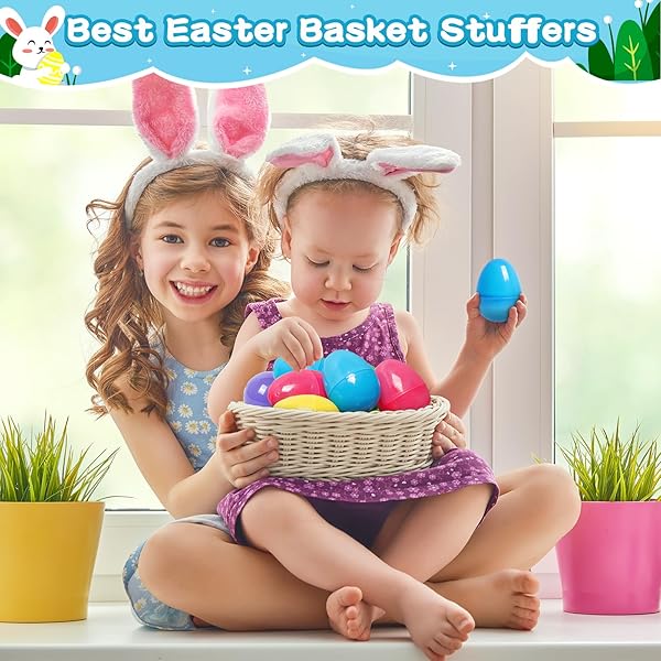 JUMLYS 12 PACK PREFILLED EASTER EGGS WITH STUFFED ANIMAL TOYS, SURPRISE PLASTIC EASTER EGGS FILLED WITH PLUSH BUNNY AND BEAR FOR KIDS, PERFECT FOR EASTER EGG HUNT , BASKET STUFFERS AND PARTY FAVORS