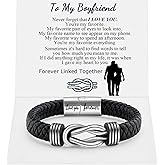 Infinity Knot Leather Bracelet Forever Linked Together Bracelet Birthday Christmas Anniversary Bracelet Idea Mens Braided Cuff 7.8/8.5/9 Inches Bracelet for Man Son Husband Boyfriend Brother Grandson