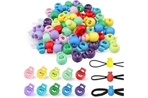 NIART 100PCS 10 Assorted Colors Spring-Loaded Plastic Round Bubble Cord Lock for Face Mask Earloop, Multifunctional Sliding Adjustment End Toggle Stopper Reusable Single Hole Comfortable Fit Buckle Fastener