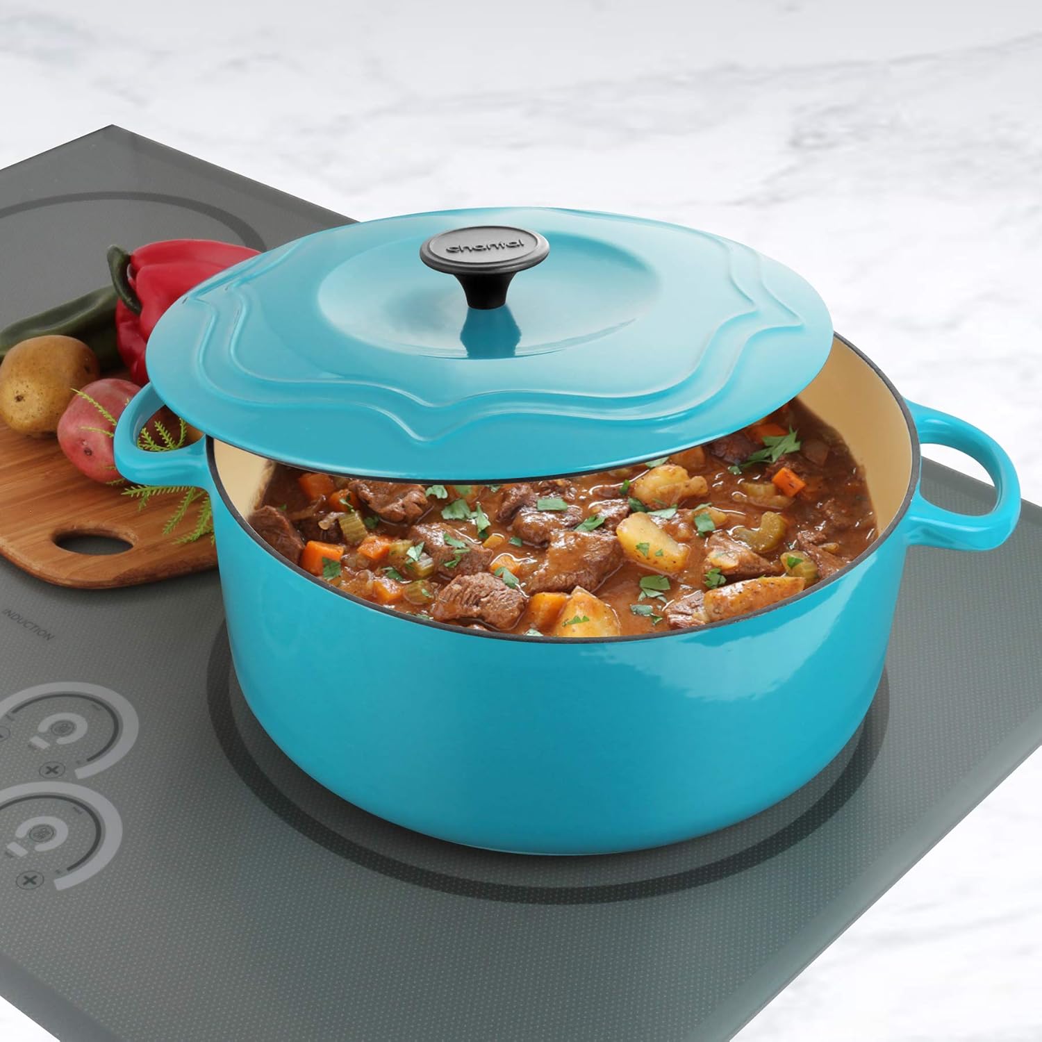 Round Iron Cast Enameled Chantal Dutch Blue) Sea Quart, (5 Ovens Dutch