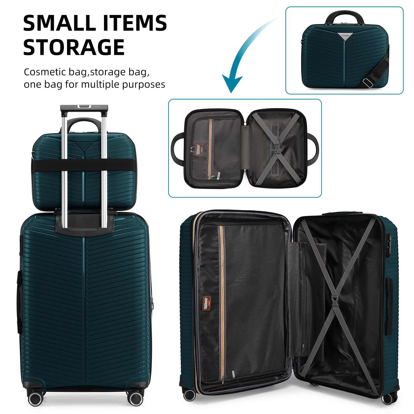 LEAVES KING LARVENDER Luggage Sets 5 Piece, Expandable(Only 24