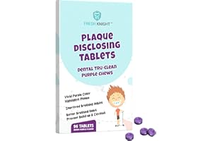 96 Count, Plaque Dental Disclosing Tablets for Kids or Adults, Shows Plaque, Helps Teach Brushing Habits for Clean Teeth, by Fresh Knight, Pack of (1)
