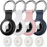 Citymore 4 Pack IPX8 Waterproof for AirTag Keychain，with Soft Silicone AirTags Holder Case Key Ring, Compatible with Apple Ai