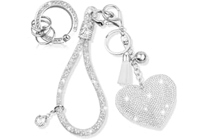 YIFLIN Crystal Keychain Set, Rhinestone Heart-shaped Key chain with Tassel, Bling Car keychain for Women,Keychain