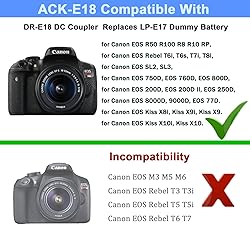 TKDY for Canon R50 Dummy Battery ACK-E18 Power
