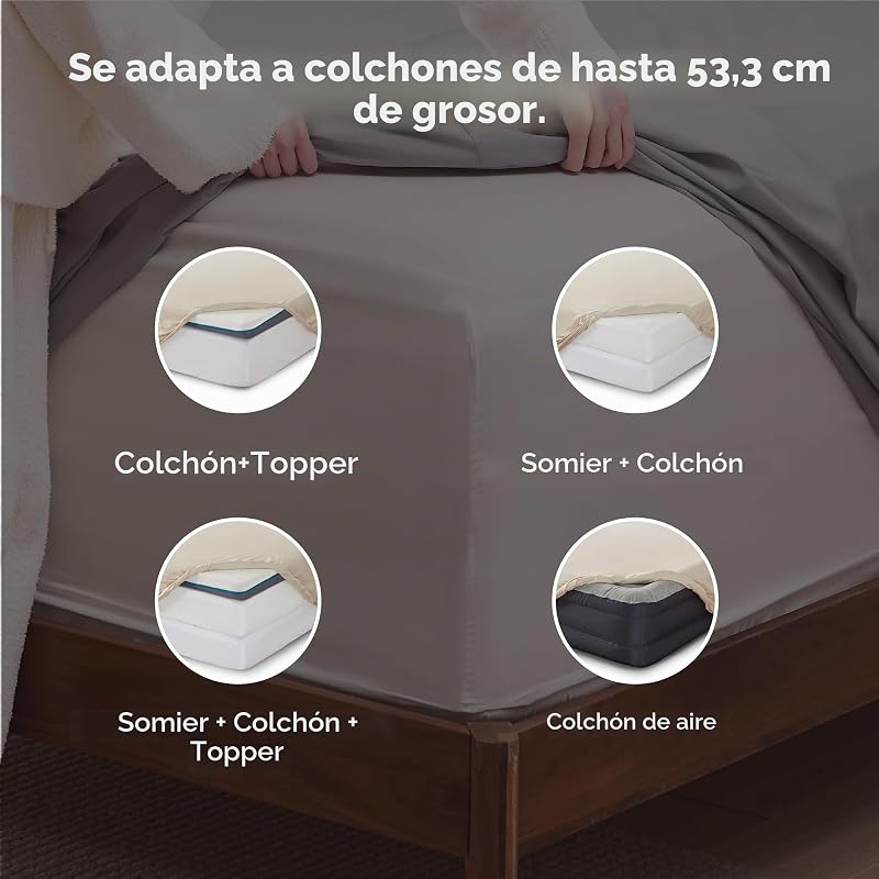 Beige Juego de Sábanas Microfibra - 90x190 cm，3 Piezas