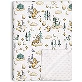 Dragon Baby Blanket for Unisex Soft Minky Blanket with Double Layer Dotted Backing, for Toddler, Newborn Crib, Stroller, Fairy Tale Theme Nursery Egg Moon Stars Cloud Receiving Blankets, 30"x40"