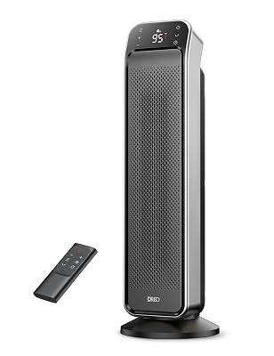 DREO Space Heater Indoor, 25" 11.5ft/s Fast Portable Room Heater with Remote and Thermostat, 3 Modes, Overheating & Tip-Over Protection, Electric Heaters for Indoor Use Large Room, Bedroom, Silver
