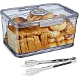 Bread Storage Container With Sealing Lid & Time Recorder - 12x8x6.3 Inch Kitchen Countertop Box For Bread, Fruit & Cookies