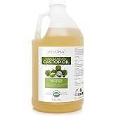 velona USDA Organic Castor Oil - 64 fl oz, Cold Pressed, USP Grade | Hexane-Free Multi-Purpose Moisturizing Oil for Brows, Lashes, Hair &amp; Body