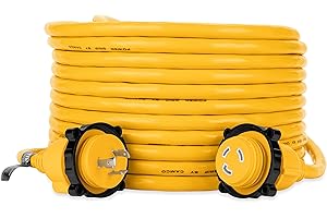 Camco 55613 50' PowerGrip Marine Extension Cord with 30M/30F Locking Adapter