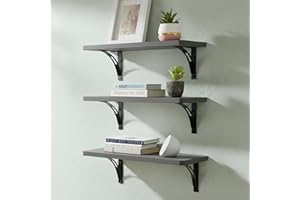 Reinforced Steel Bracket Grey Bathroom Shelves - Easy to Install, Template and Video Included - Gray Shelves for Wall, Grey S