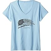 Womens American Flag Gun Style Grunt Patriot V-Neck T-Shirt