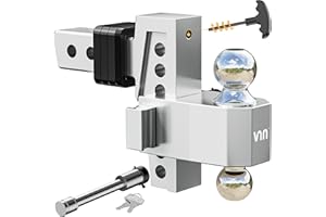 VNN Adjustable Trailer Hitch 6 Inch Drop 2 Inch Receiver - Solid Dual Ball Mount 1-7/8", 2"(10,000 LBS GTW), Heavy Duty Aluminum Drop Hitch with Pads and Locking Sets