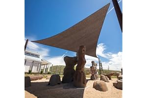 HOMA 5' x 10' x 11' Brown Sun Shade Sail Triangle Canopy, 95% UV Blockage Awning Shelter Fabric Cloth Screen for Patio Outdoor Backyard - Heavy Duty Commercial Grade (Custom Size - Made in USA)