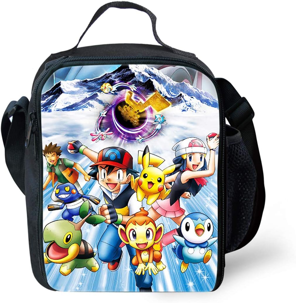 3D Cartoon Printed Poke-mon Lunch Bag for Children Kid Food Bag Fashion Pattern Teens Teens Lunch Box Tote Pupil Cooler Bag for Lunch,Picnic Food Bag for Girls and Boys (Lunch Bag 20)