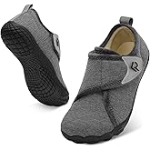 relxfeet Men's Slippers Wide Width Adjustable Orthopedic Diabetic House Shoes for Neuropathy Swollen Feet Relief Non-Slip Rubber Sole Indoor Outdoor