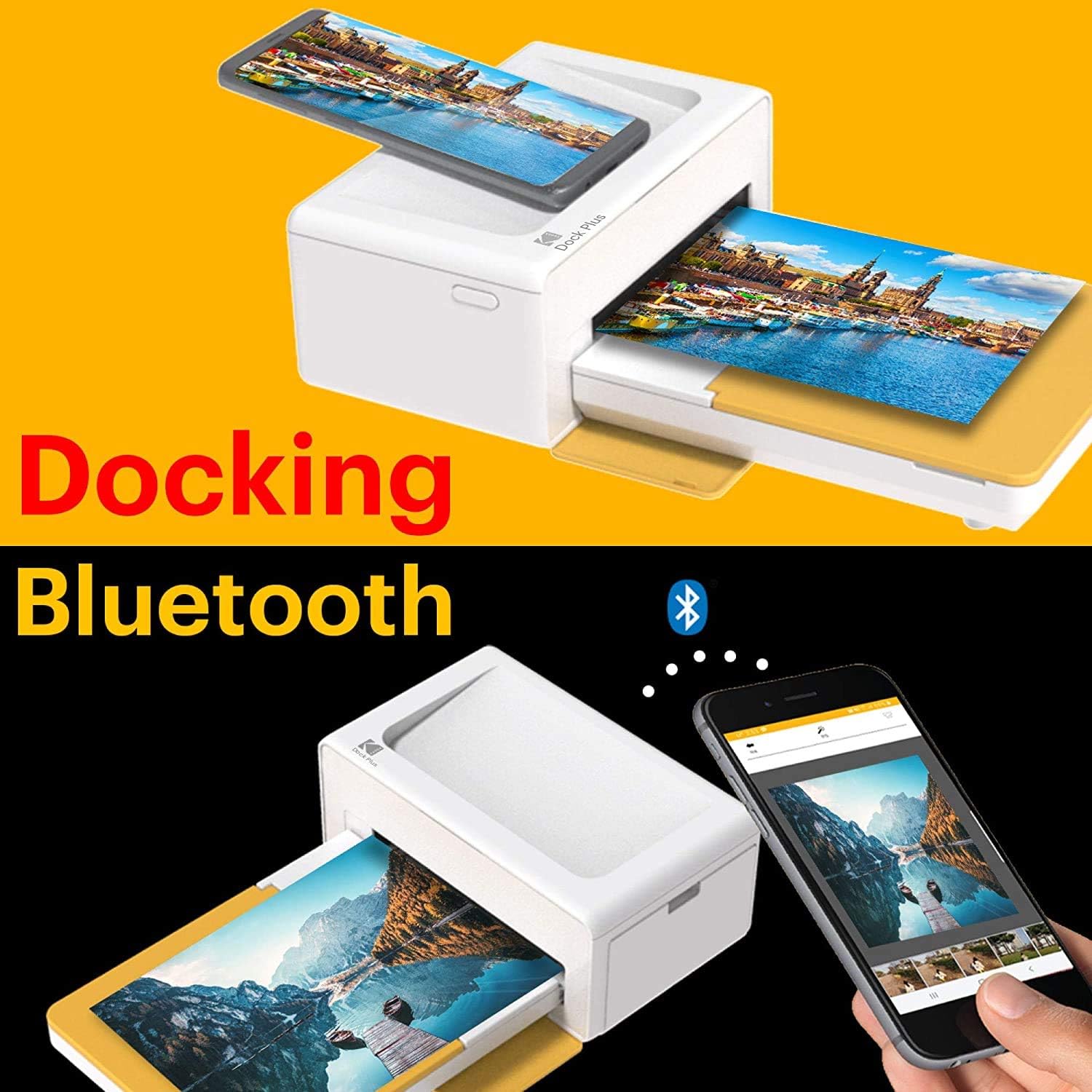 Kodak Dock Plus Portable Instant Photo Printer, Compatible with iOS, Android & Bluetooth Devices, Real Photo (4”x6”), 4Pass Technology & Lamination Process, Premium Quality - Convenient and Practical: Electronics