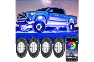 FIMKER 4 Pods RGB LED Rock Lights, Underglow Multicolor Neon Light Kit, Wheel Well Light with APP Control & Music Mode, Under Glow Lights for Trucks,Jeep,SUV,Golf Cart,ATV,Pickup Off Road,12V