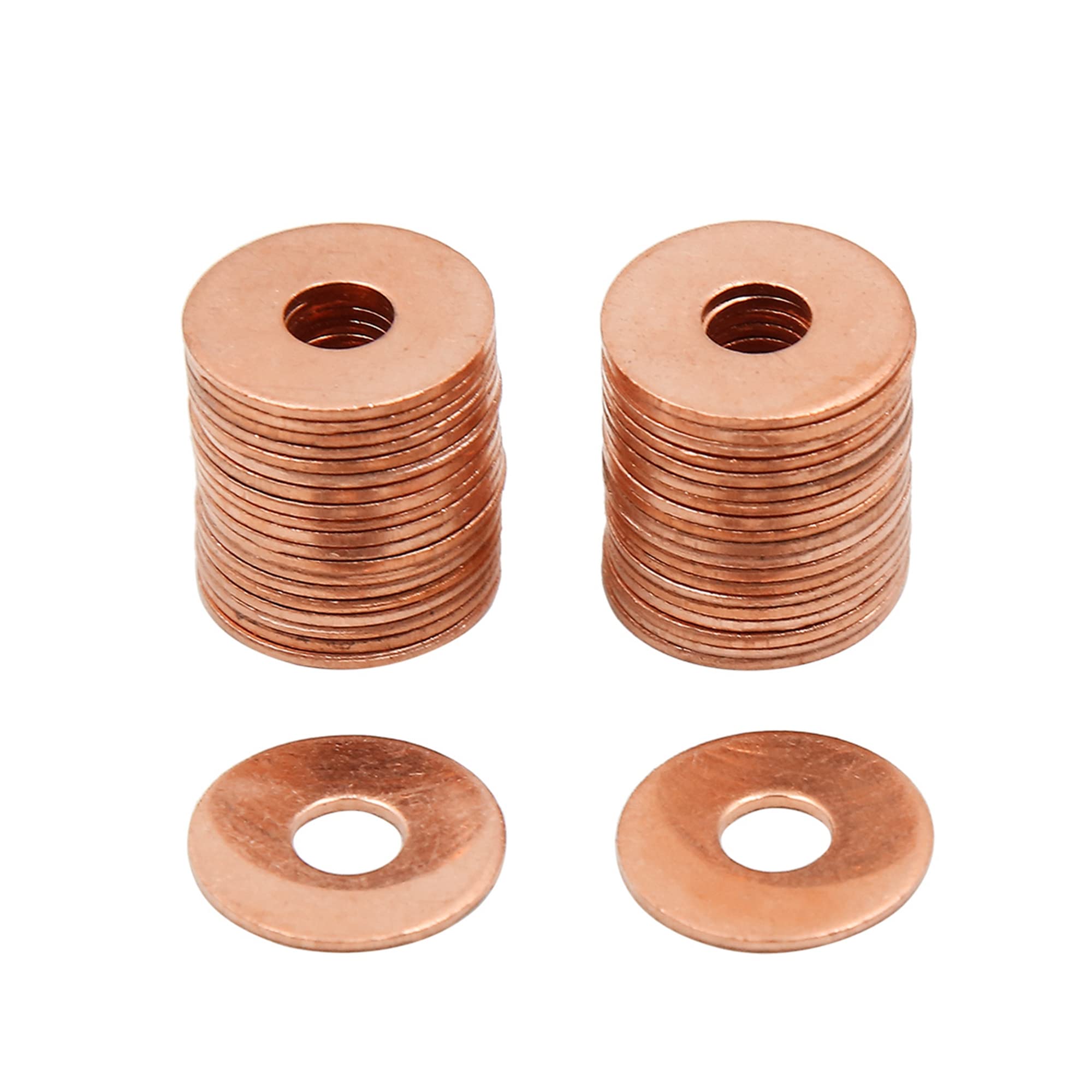 X AUTOHAUX 40pcs M6 x 18mm x 1mm Copper Flat Washer Sealing Ring for Screw Bolt