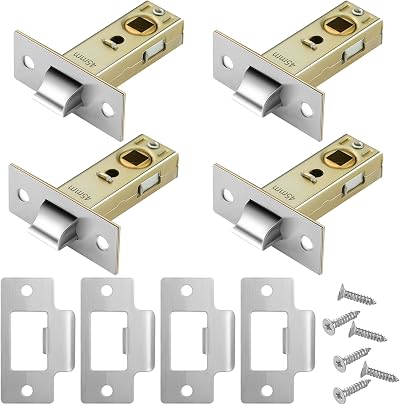 Pimoys 4 Set 45mm Tubular Latch Internal Door Mortice Latch Polished Stainless