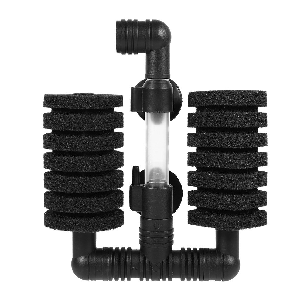 2 Types Aquarium Sponge Filter Air Pump Powered Filter with Suction Cup Double Sponge for Aquarium Fish Tank(Double Head Filter)