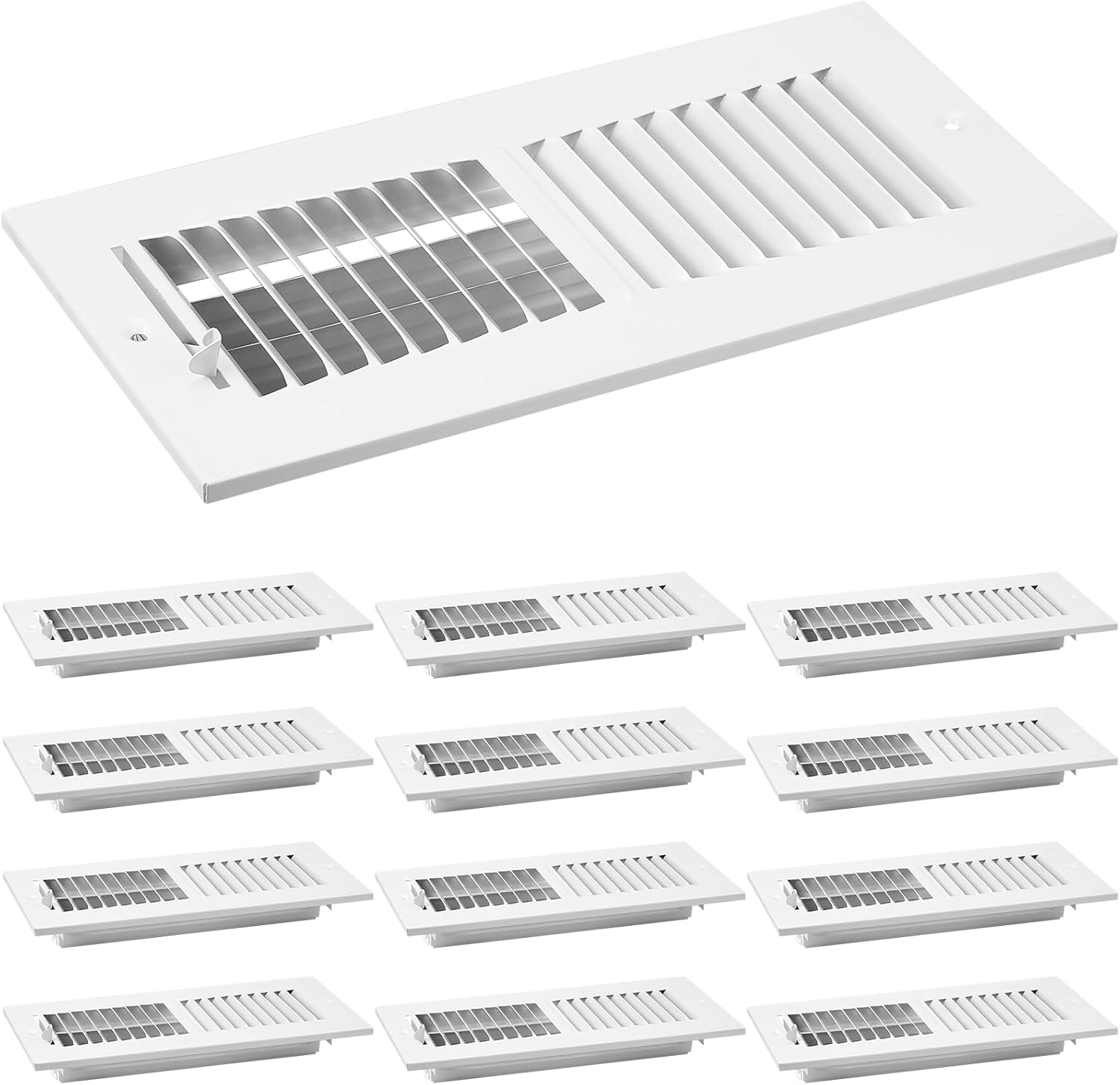 Registers, Grilles & Vents - Zonon 12 Pcs 10 x 4 Inch Air Vent Cover Ceiling Register Grill Duct Opening Air Supply Diffuser Wall Vent 2 Way Steel Sidewall Ceiling Vent Covers Inlet w/Manual Adjuster for Home Office Bathroom