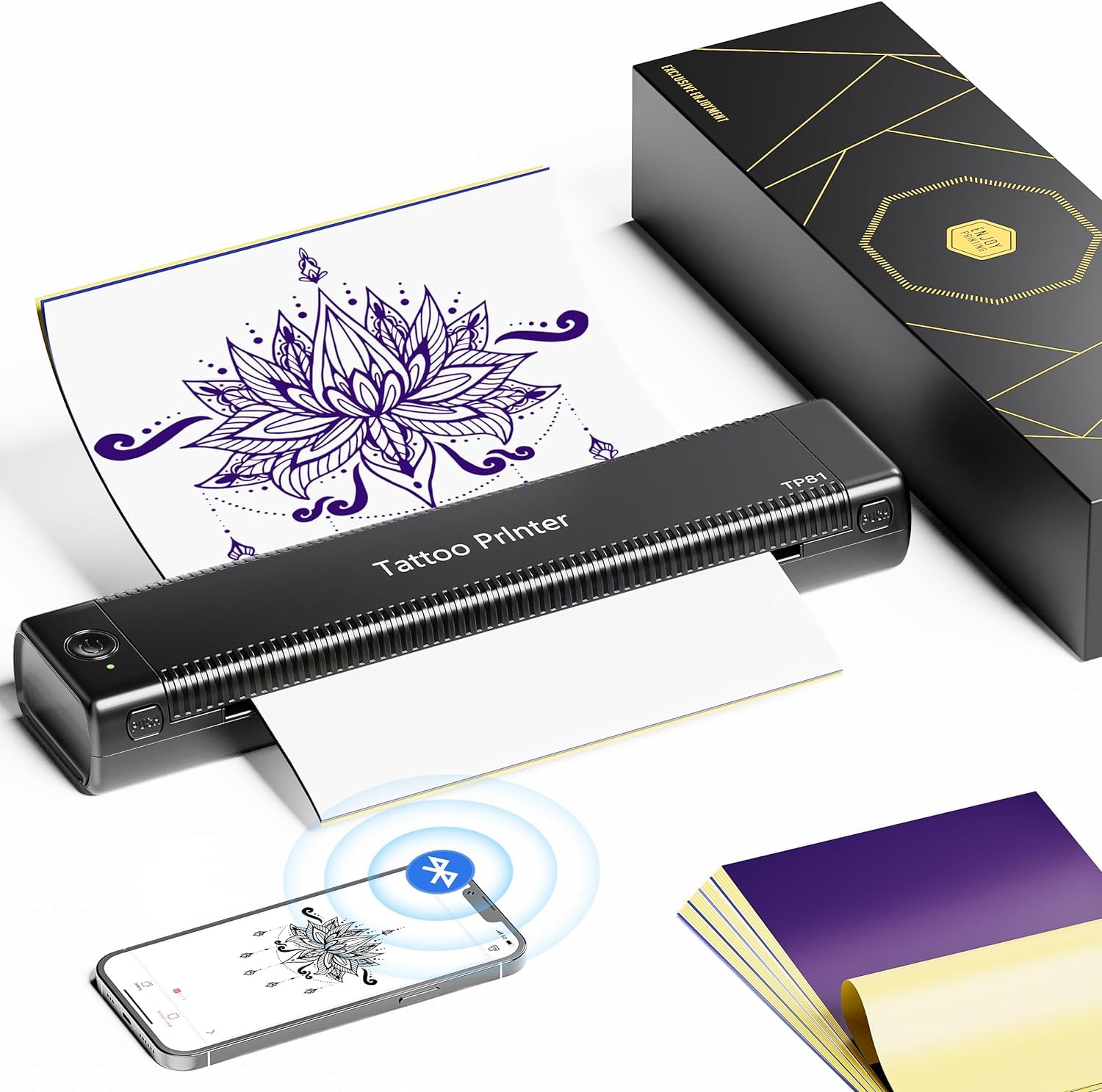 Itari Tattoo Printer - TP81 (upgraded) Tattoo Stencil Printer, Henna Tattoo Machine with 10 Tattoo Transfer Paper, Professional Choice for Henna Tattoo Artists or Practitioners