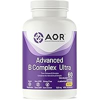 AOR Advanced B Complex Ultra 525mg, 60 Vegan Tablets 60-Days Supply - Time-Release Folic Acid, Choline, B1, B2, B3, B5, B6, B