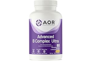 AOR Advanced B Complex Ultra 525mg, 60 Vegan Tablets 60-Days Supply - Time-Release Folic Acid, Choline, B1, B2, B3, B5, B6, B