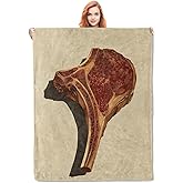 Steak Blanket Gifts for Kids Adults Women Girls Soft Warm Lightweight Cozy Plush Beaf Meat Foods Throw Blankets for Bedroom Living Room Sofa Home Decor 60"x50"