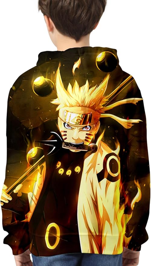 Yimiao Garçon Sweat à Capuche Naruto 3d Anime Uchiha Hokage
