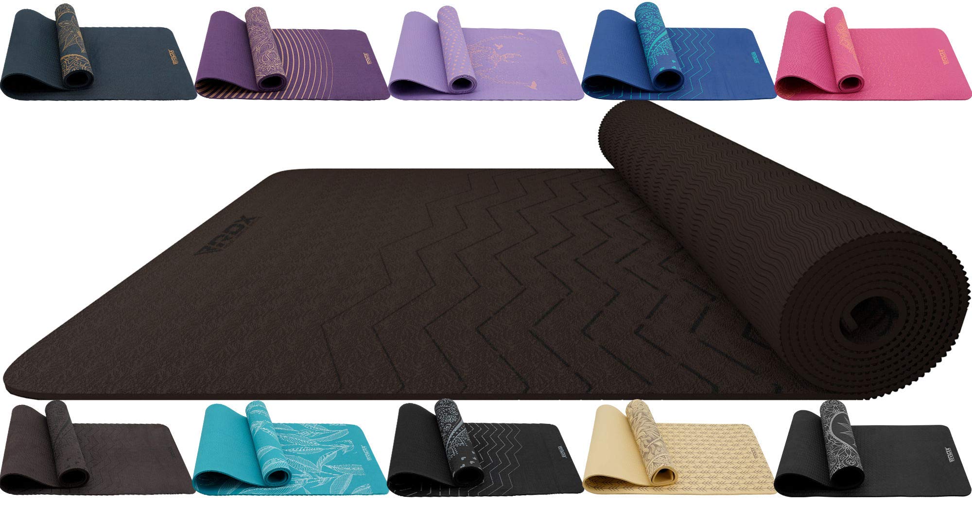 RDX Yoga Mat TPE 6mm Thick with Straps and Carry bag, REACH ROHS Compliant, 6P Latex Free Eco Friendly Non Slip Mats for Men Women, Home Gym Fitness Workout Exercise Pilates Aerobic Planks, 183 X 61CM