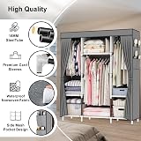 OPPAIYA Canvas Wardrobe, 3 Hanging Rails, Portable Closet, 175x150cm view 2